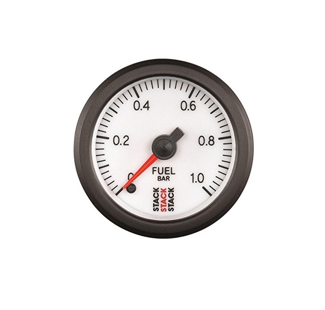 Manomètre STACK analogique pro pression essence (0-1 bar) - blanc