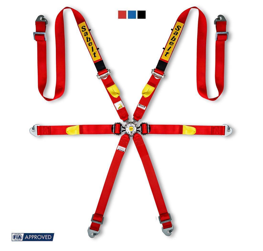 Arnés FIA Saloon de 6 puntos Sabelt SILVER ENDURO, rojo, 2\