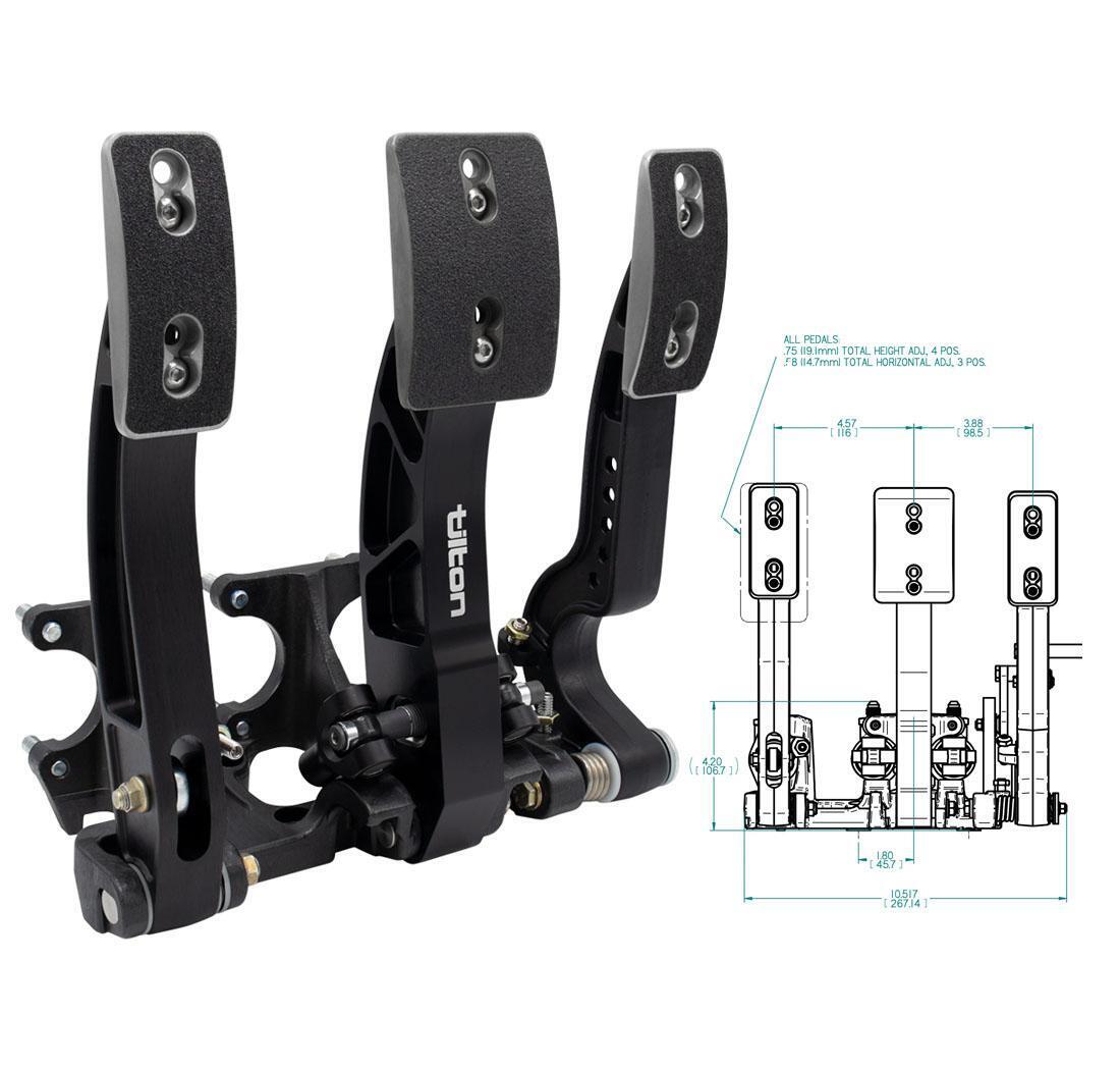 Pedalier 3 pedals en aluminium montage plancher