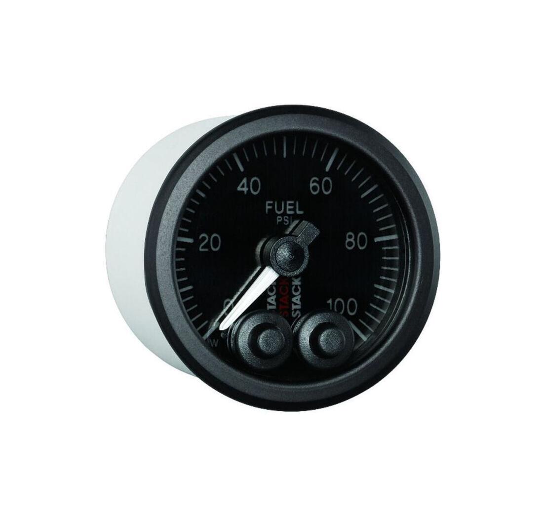 Manomètre STACK PRO CONTROL pression d'essence  (0-100 psi) - noir