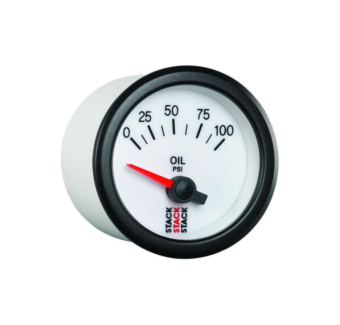 Reloj de presión del aceite de Stack, eléctrico (0-100 psi), blanco