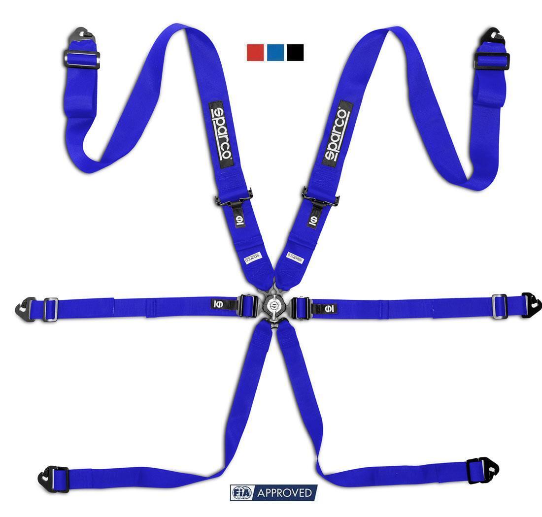 Arnés FIA de 6 puntos Sparco COMPETITION H-3 PD STEEL azul