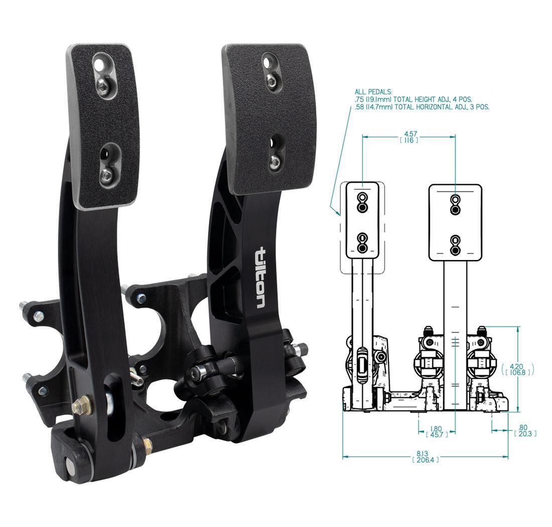 Pedalier 2 pedals en aluminium montage plancher