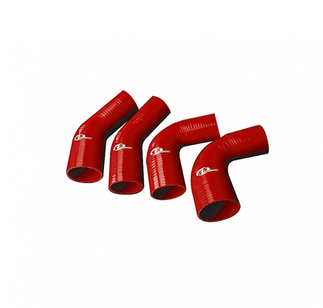 45 Silicon Elbow Reducer 102/76mm Bore 125mm Legs 4 Ply Red