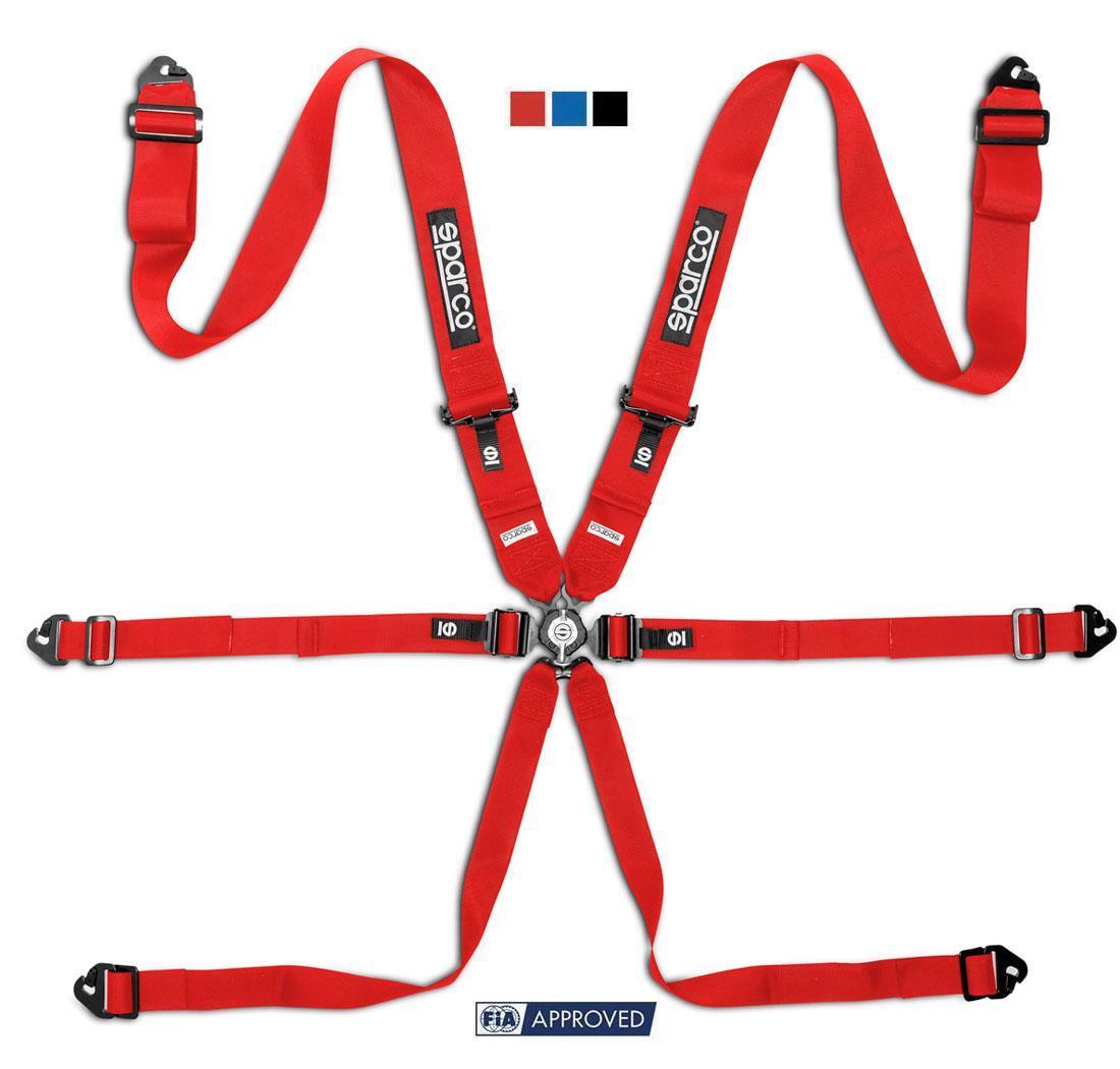 Arnés FIA de 6 puntos Sparco COMPETITION H-3 PD STEEL rojo