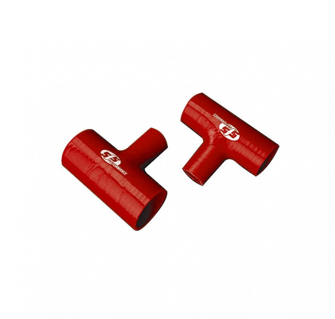 T de silicona, Ø 32 mm y largo de 102 mm, 3 capas, color rojo