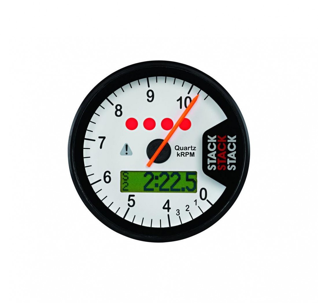 Compteur multifonctionnes STACK ST700 STREET RACE (0-4-10.500 rpm) 80 mm - blanc