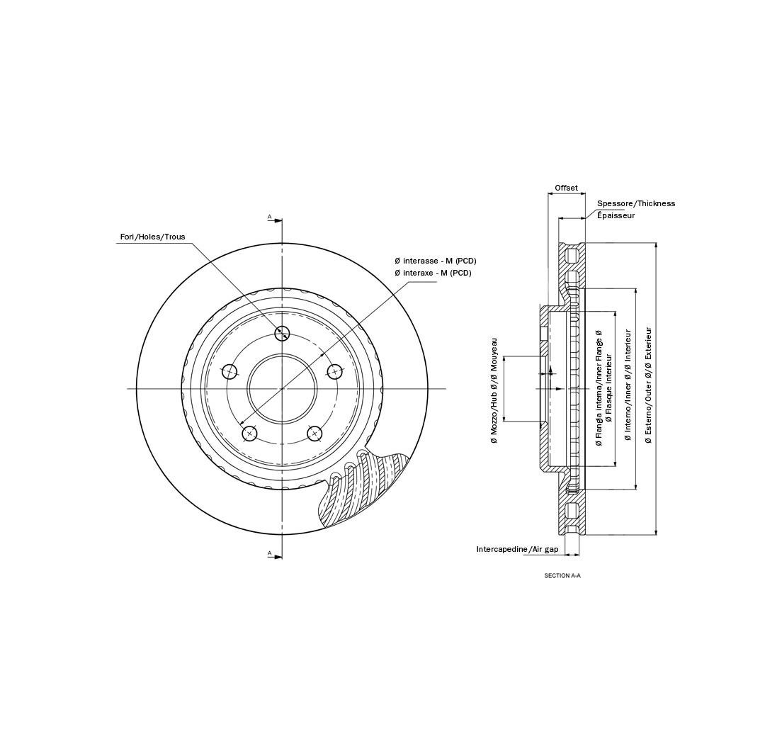 AP Racing Integral bell ventilated disc - ext. ø 254 mm