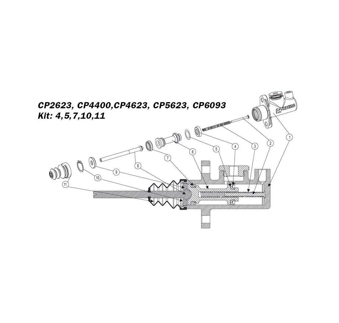 KIT riparazione pompe CP2623, CP4400, CP4623, CP5623, CP6093 con Ø 16,8 mm