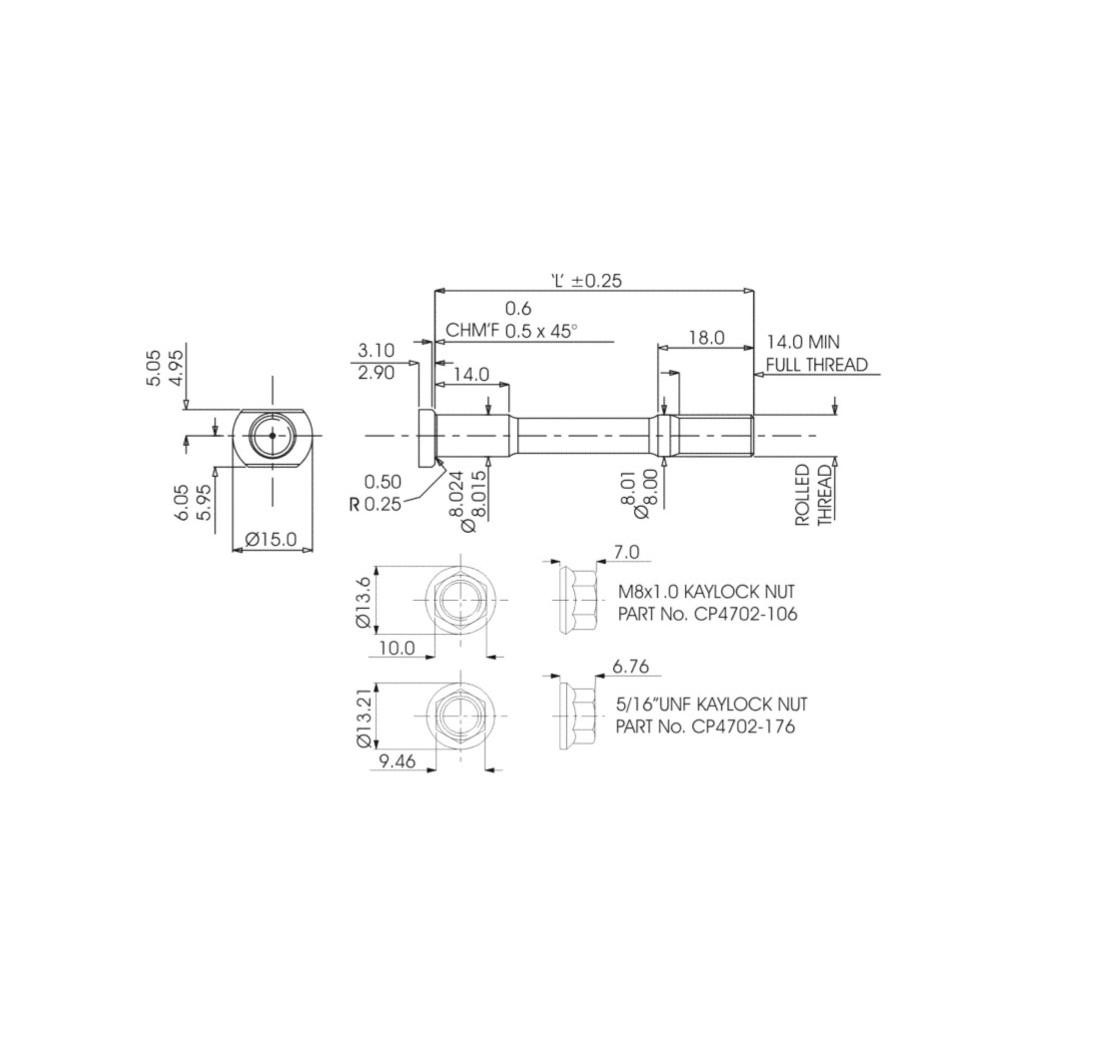 KIT prigionieri per frizione - filetto M8x1.0,  lunghezza 40,0 mm - 8 pezzi