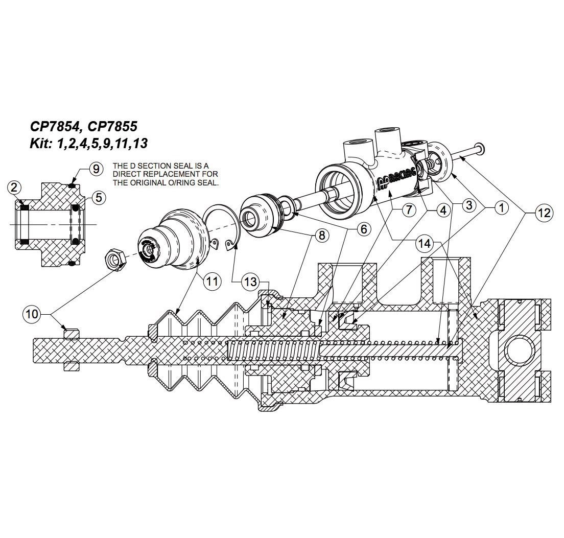 Kit reparación AP RACING para cilindros maestros CP7854 y CP7855, Ø 14,00mm