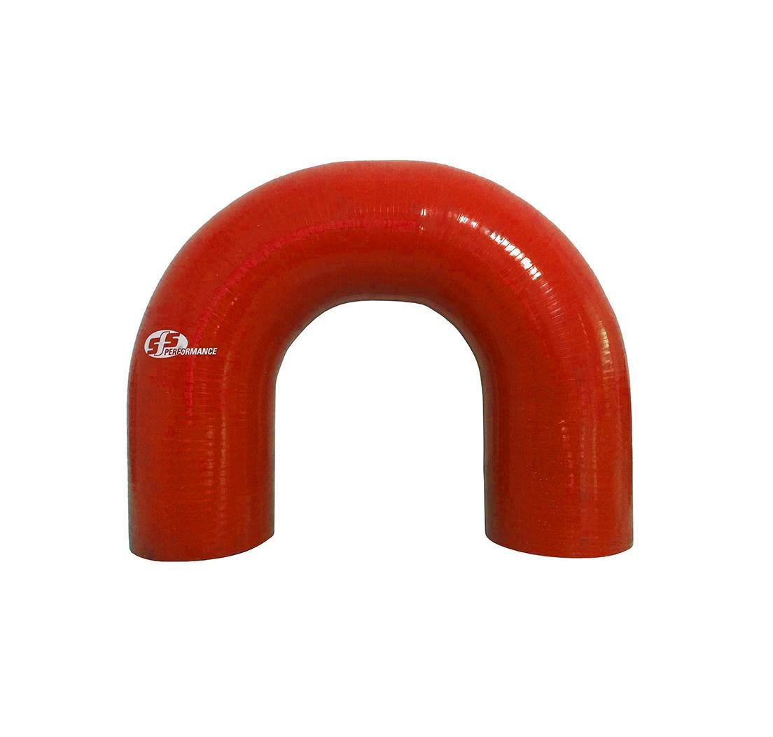 Codo de silicona 180°, Ø 32mm, largo de 102mm, 3 capas, rojo