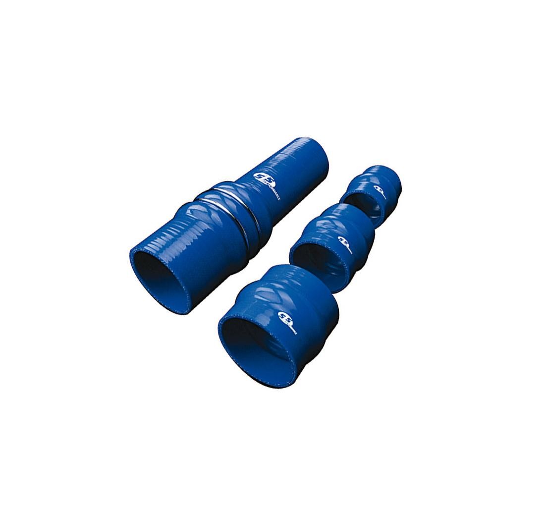 Unión flexible para tubo de silicona, Ø 63mm, 76mm de largo, 3 capas, azul