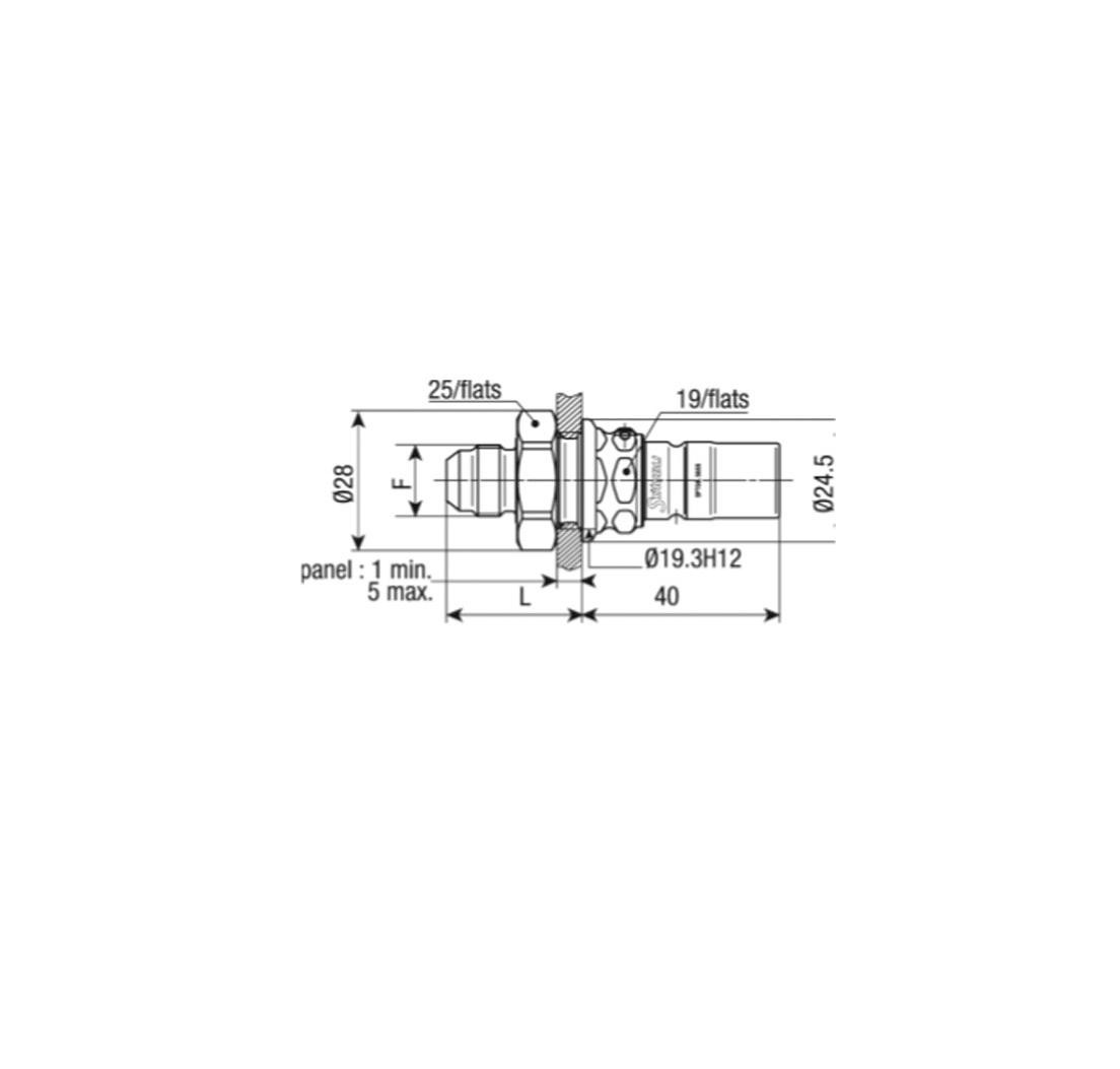 Conector macho SPT08 - Pasamuros 9/16 x 24 JIC - Junta JKV