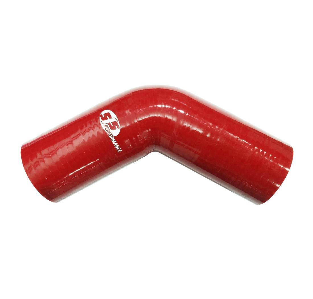 Coude 60° Silicone 102 mm int., 152 mm bras 3 plis Rouge