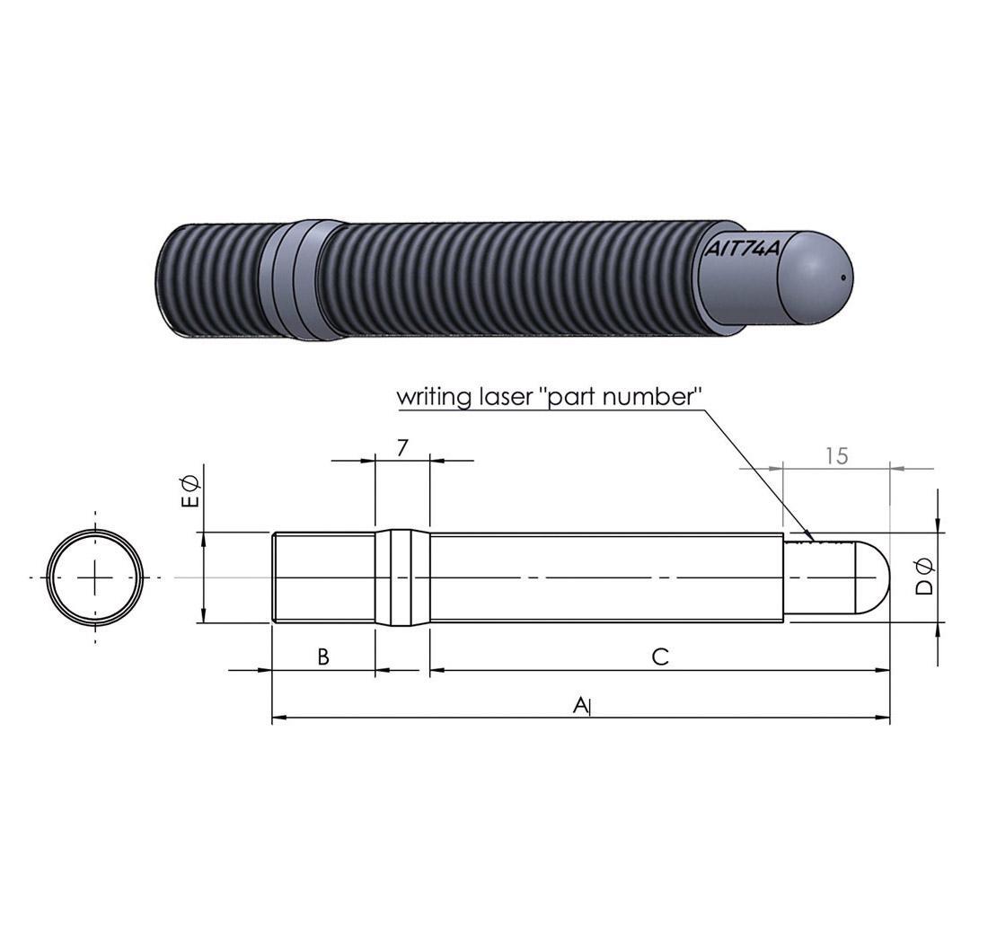 Espárrago de rueda doble rosca, 12 x 1,25, l 102 mm