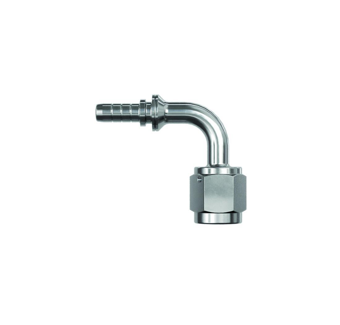 Racc. graff. inox alta pressione a tubo 90° femmina, concavo - JIC 7/16 x 20