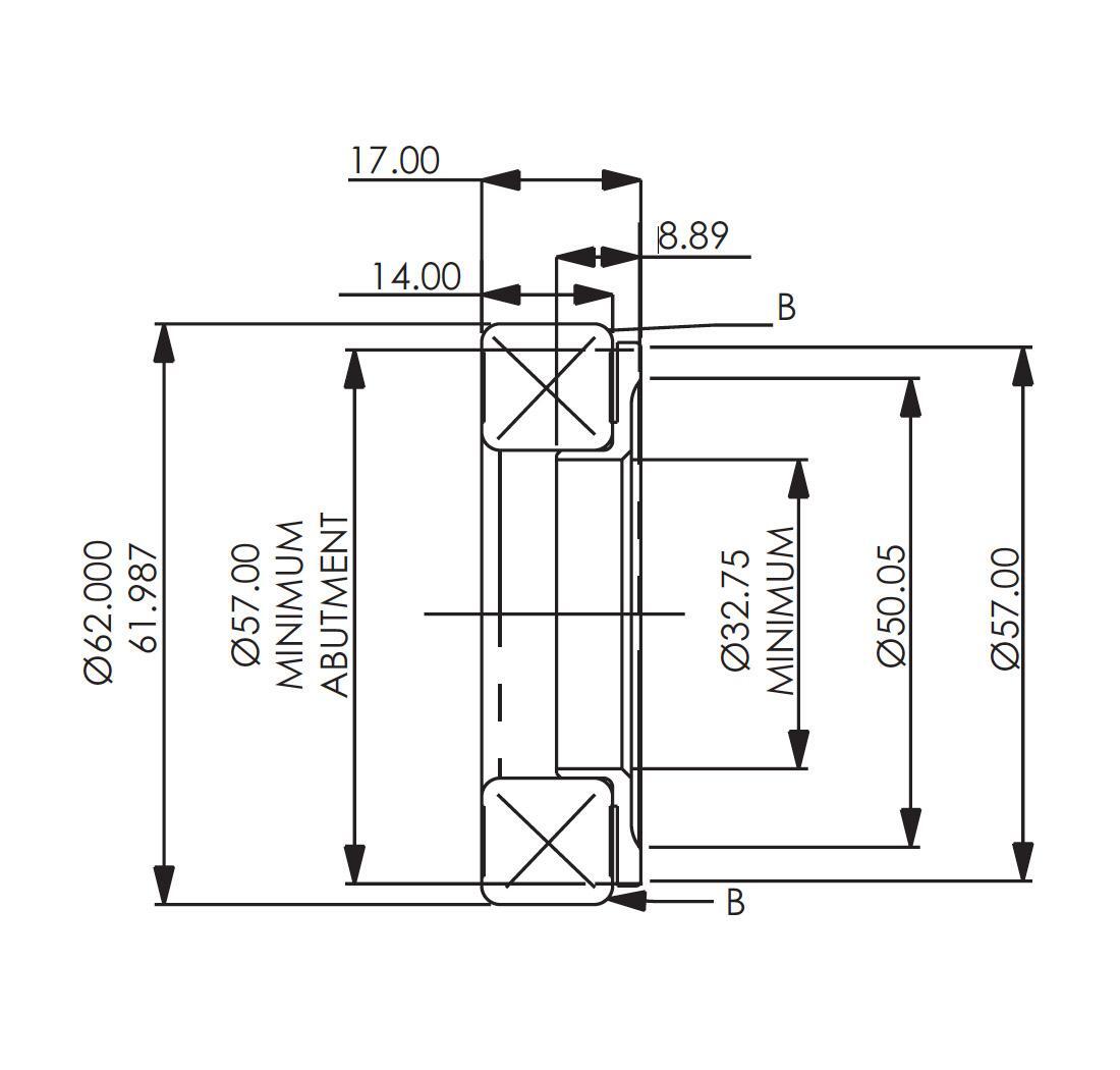 Roulement de butée haute vitesse face plane Ø 32,75 mm, fixé par l\'extérieur