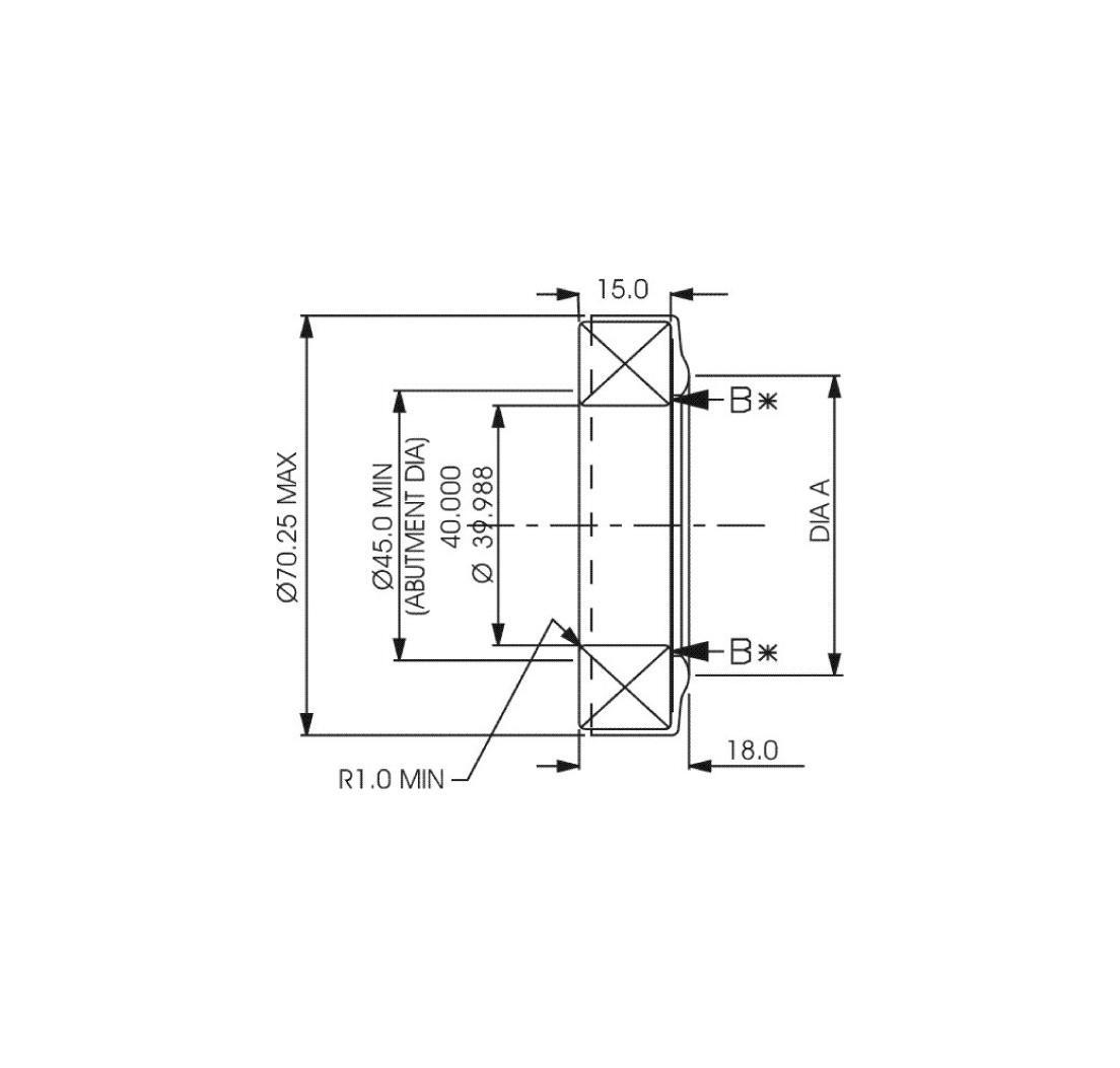 Roulement de butée Ø 40 mm, fixé par l\'intérieur - Ø A 45 mm