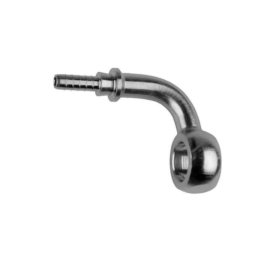 Raccordo graff. inox a occhiello con collo esteso 90° - foro 5/16 - nero