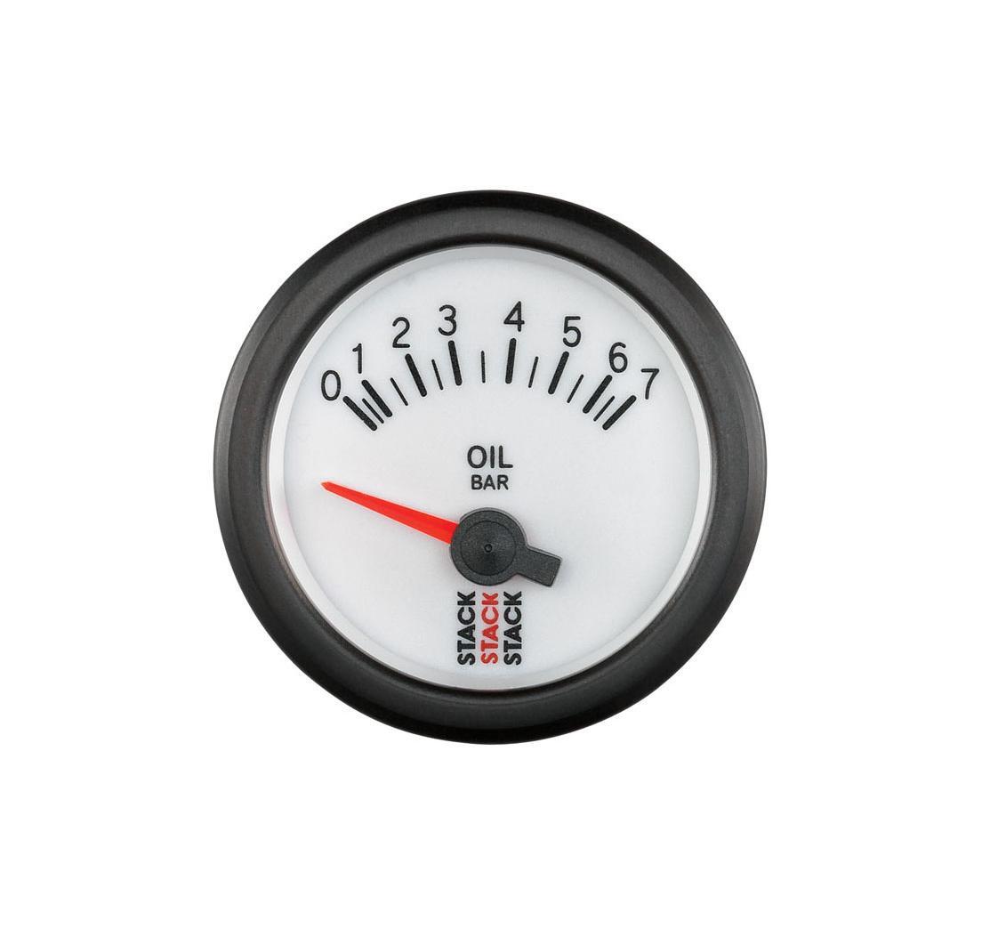 Reloj de presión del aceite de Stack, eléctrico (0-7 bares), blanco