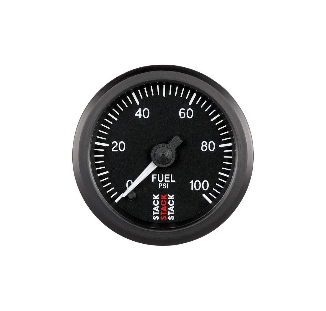 Manomètre STACK analogique pro pression essence (0-100 psi) - noir