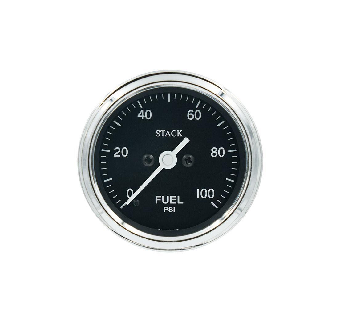Manomètre STACK analogique pro pression essence (0-100 psi) - noir - CLASSIC