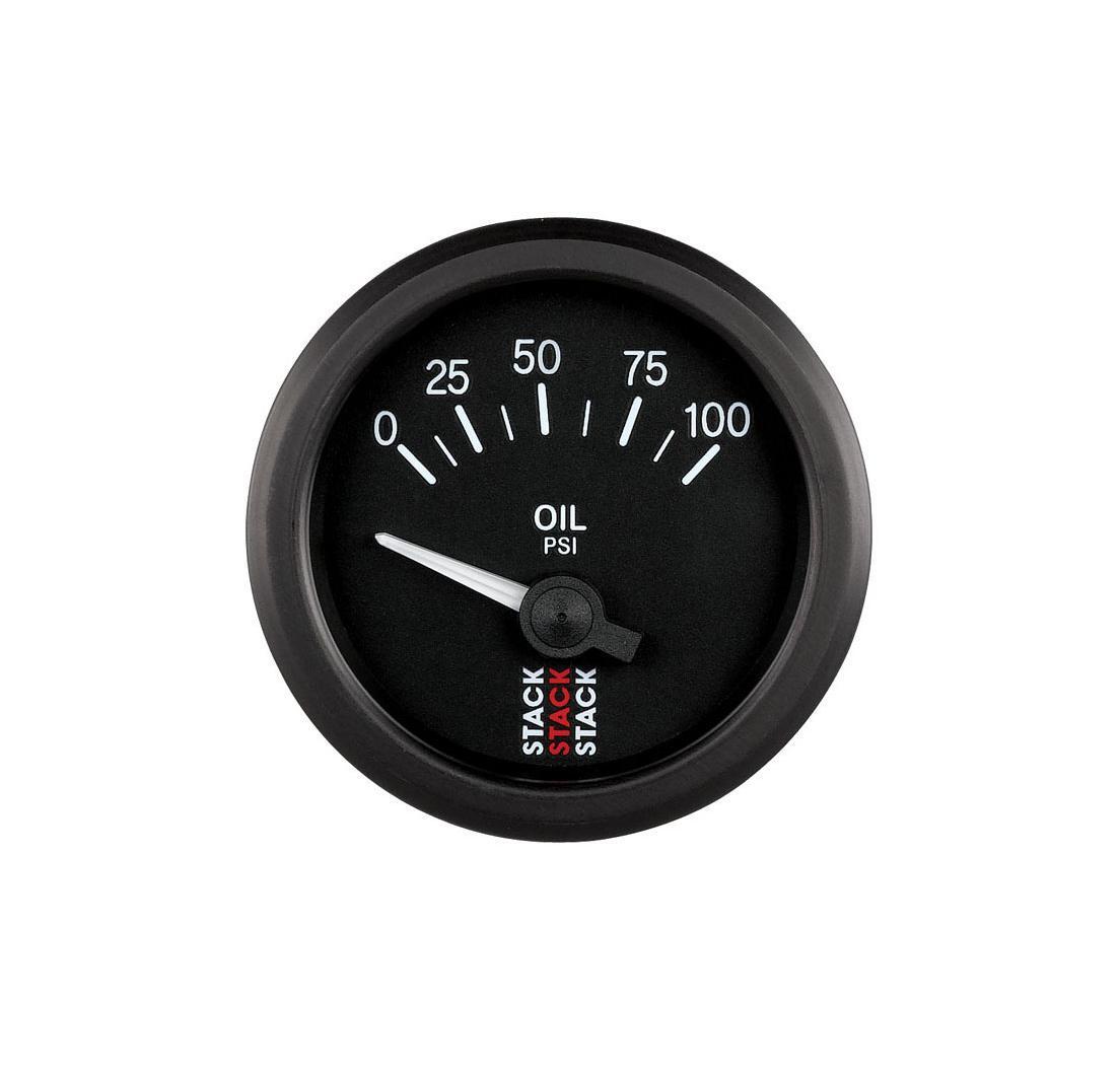 Manomètre STACK électrique pression huile (0-100 psi) - noir
