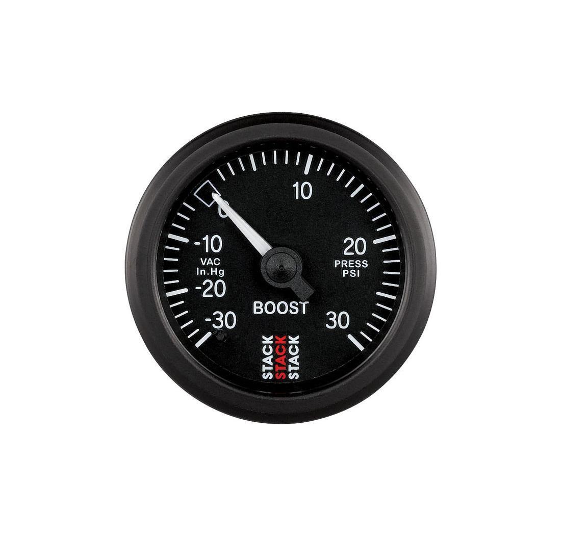 Manomètre STACK mécanique pression turbo (-30+30 psi) - noir