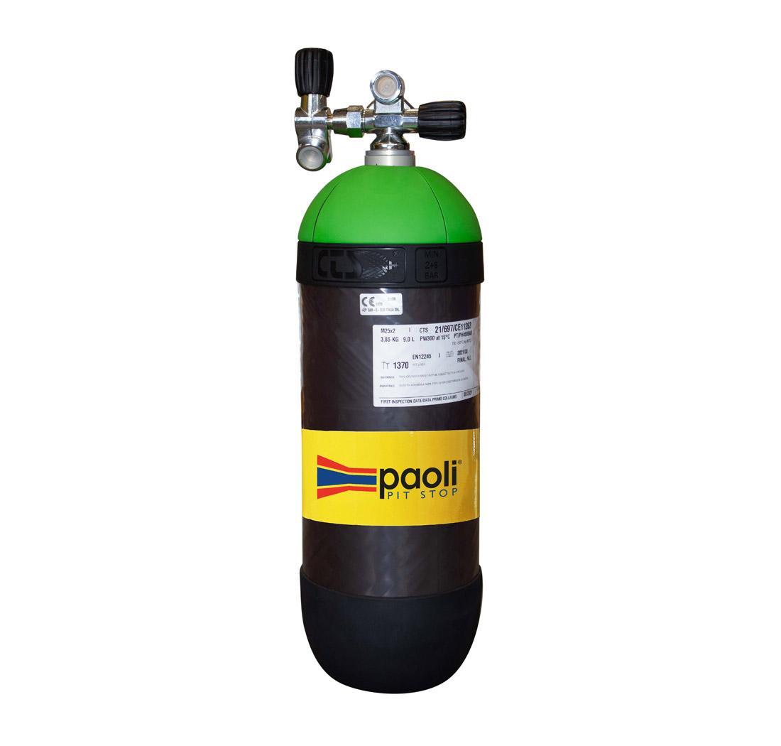 9 litres carbon air bottle - 300 Bar - double connection