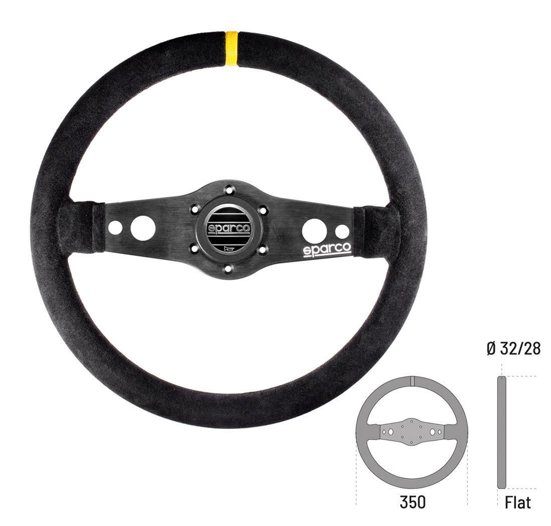 Sparco steering wheel R 215F flat, for rally - Leather