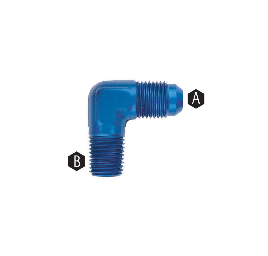 Adattatore JIC-NPT alluminio 90° - maschio-maschio