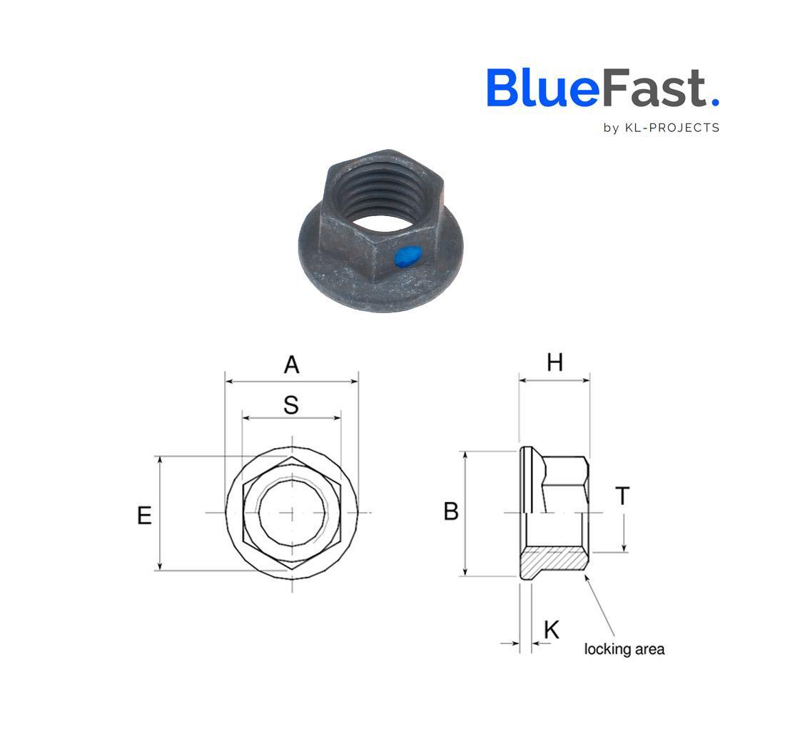Dado K autobloccante BlueFast senza cadmio e cromo IV, M14 x 1.0