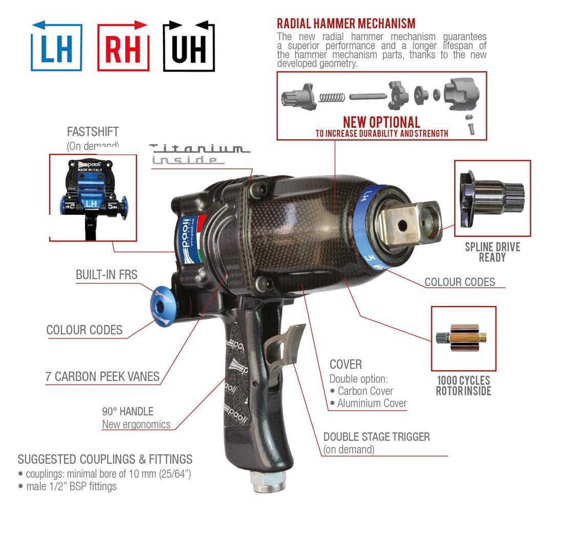 Llave de impacto Dino Paoli DP 6000 90° izq. - carbono