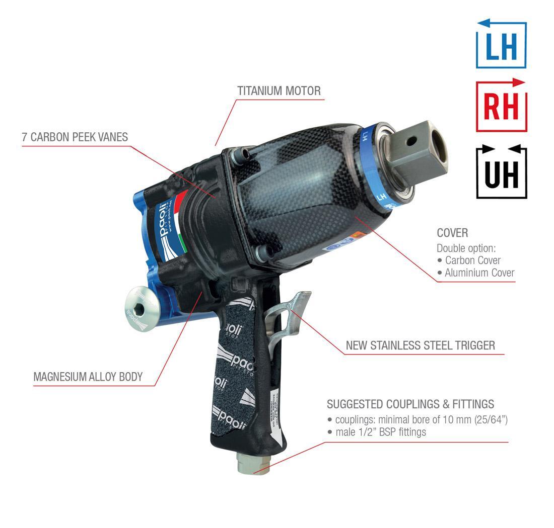 Dino Paoli impact wrench DP 5000 TI MARK II LH - AEROSPACE ALUMINIUM COVER