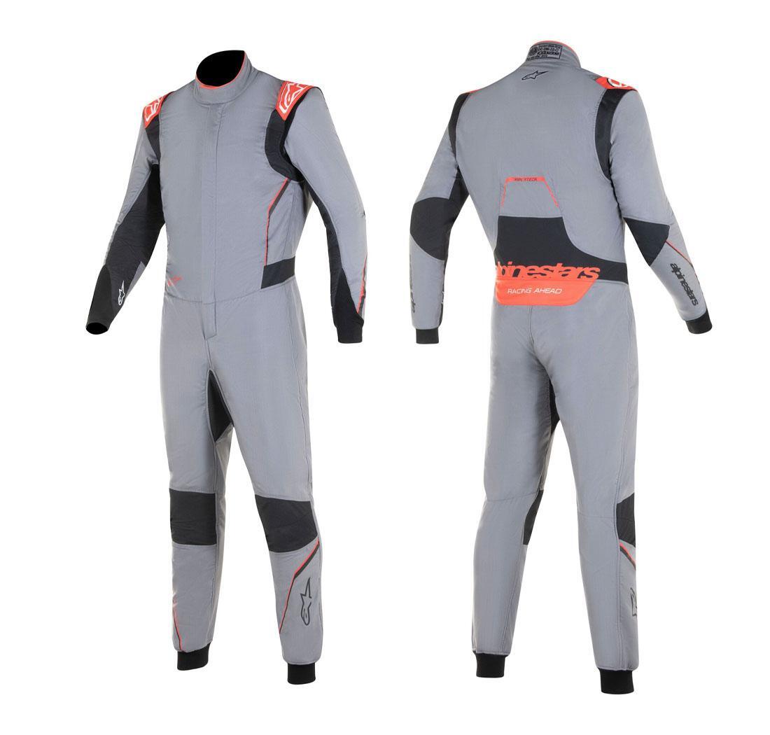 Alpinestars race suit HYPERTECH v3 grey/black/fluo red - Size 44