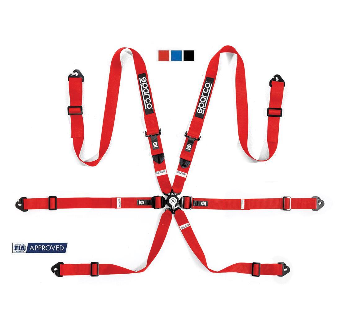 Harnais FIA Sparco 6 points COMPETITION H-2 PD STEEL rouge