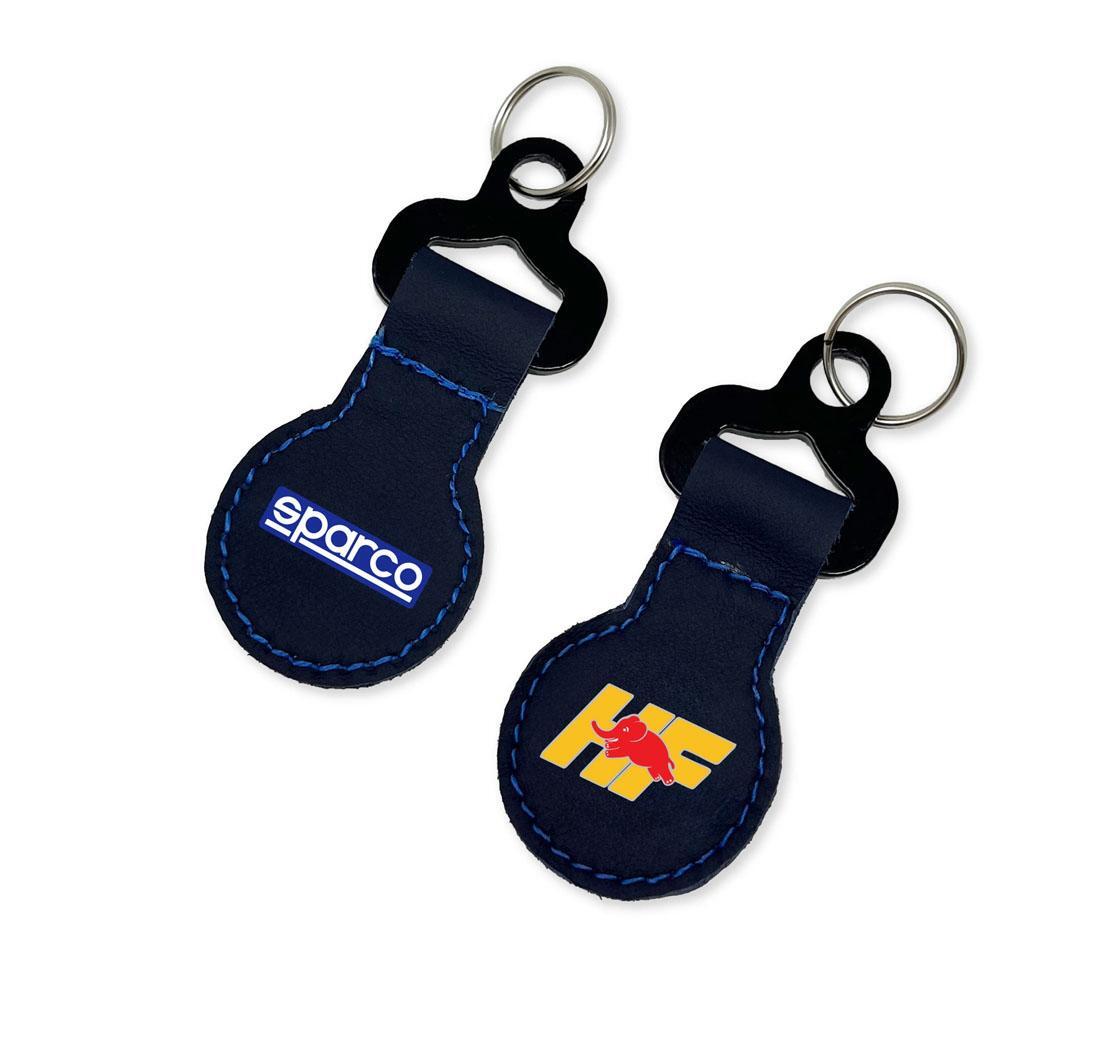 Syntethic leather keychain LANCIA HF round Sparco