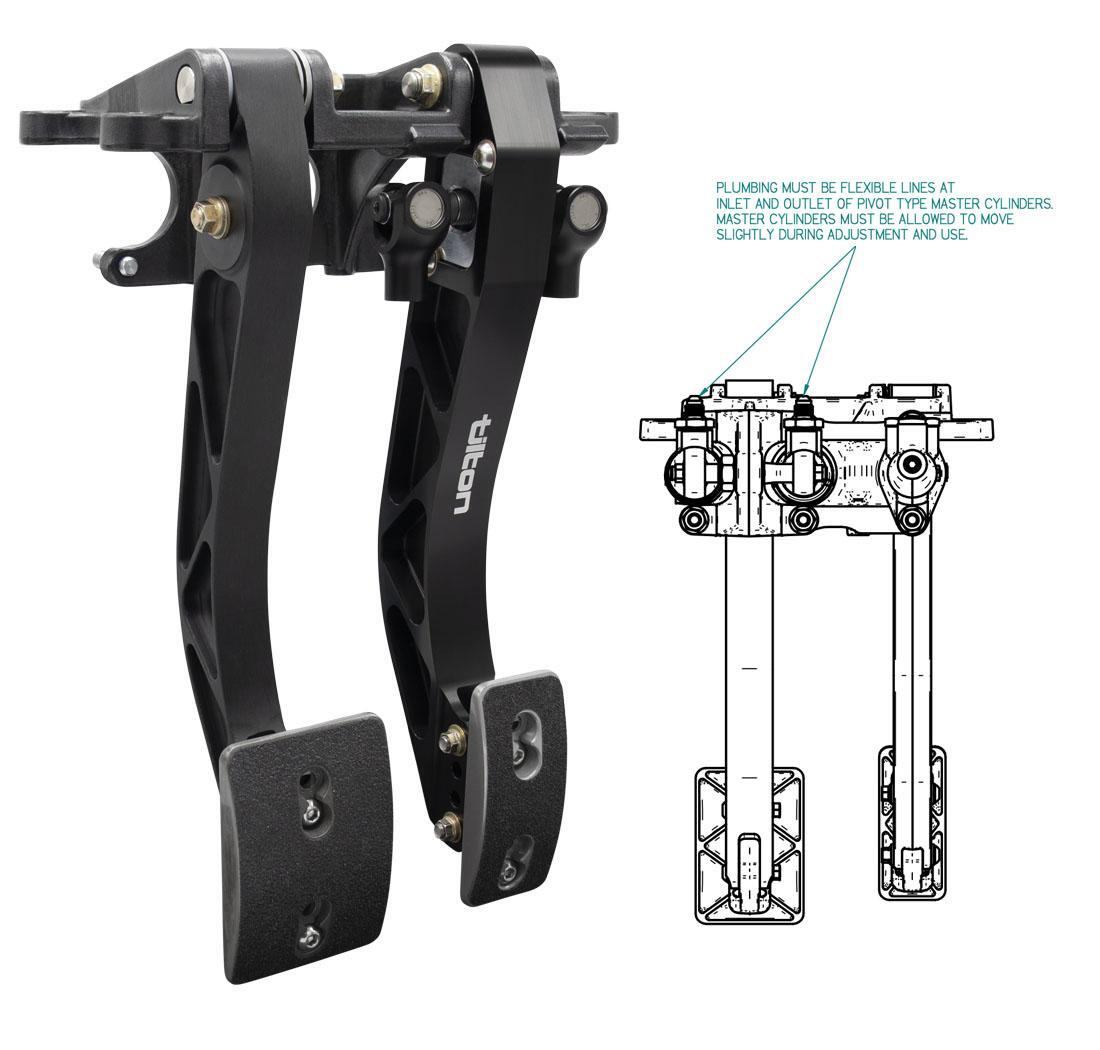 Pedalier 2 pedals en aluminium montage suspendu côté moteur