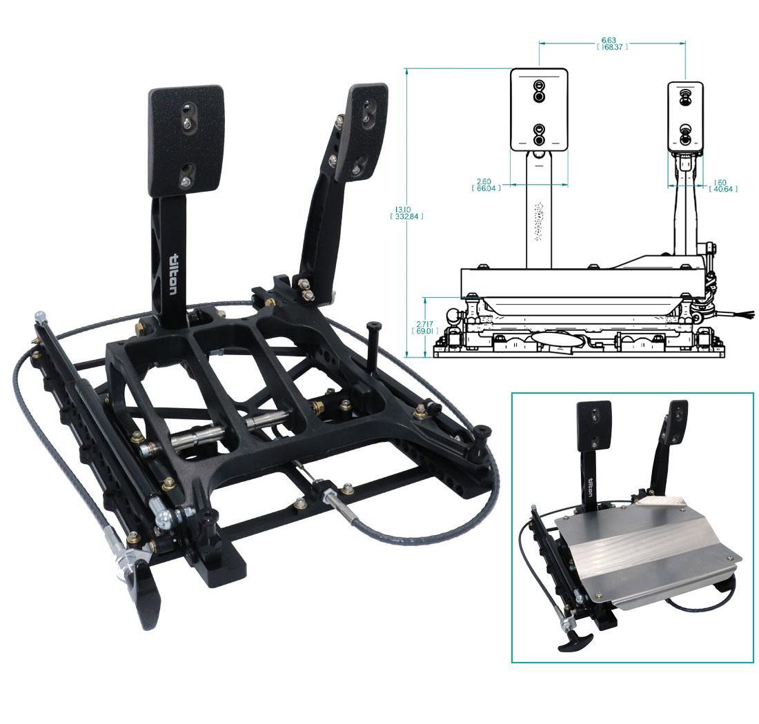 Pedalier 2 pedals en aluminium montage plancher, coulissant
