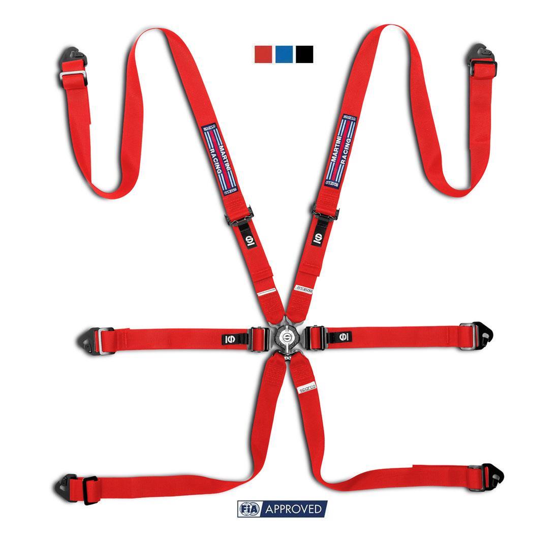 Arnés FIA de 6 puntos Sparco COMPETITION H-2 PD MARTINI RACING rojo