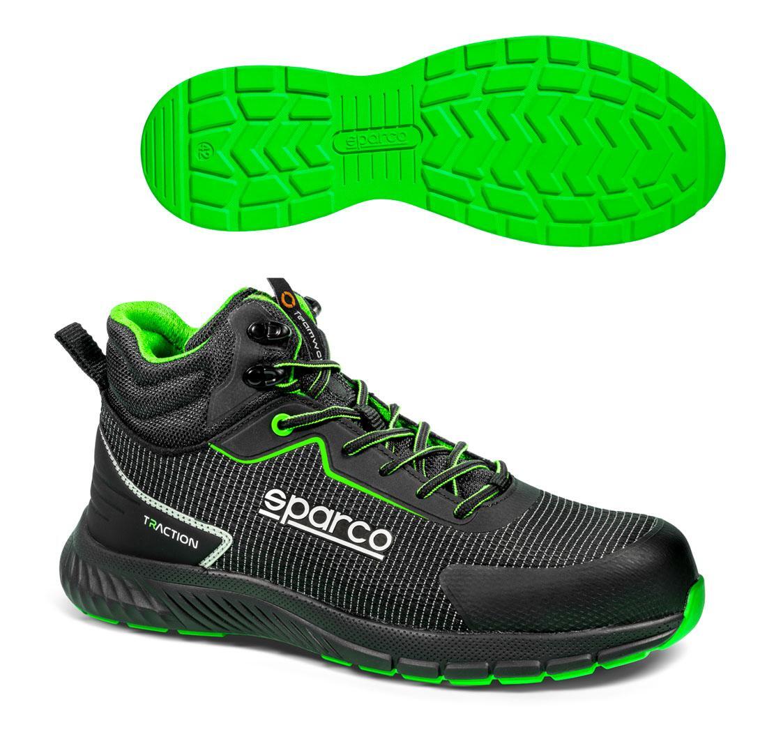 Safety shoe Sparco TRACTION S3S High NAOKI Black fluo green - 44