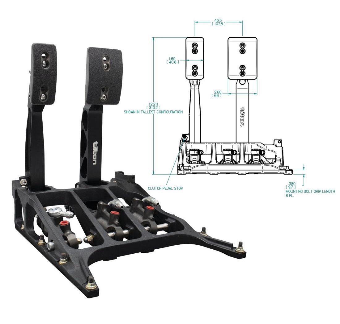 Pedal Assy, Underfoot, 2 Pedal, Aluminum, fixed