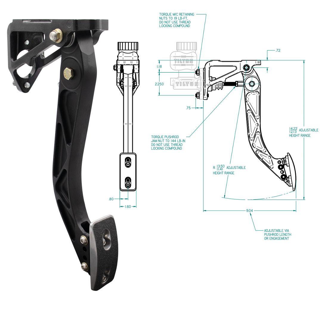 600-Series Firewall-Mount Clutch Pedal Assembly Aluminum